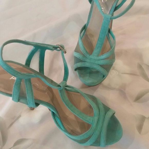 Aldo teal suede high heels sling - Picture 4 of 8